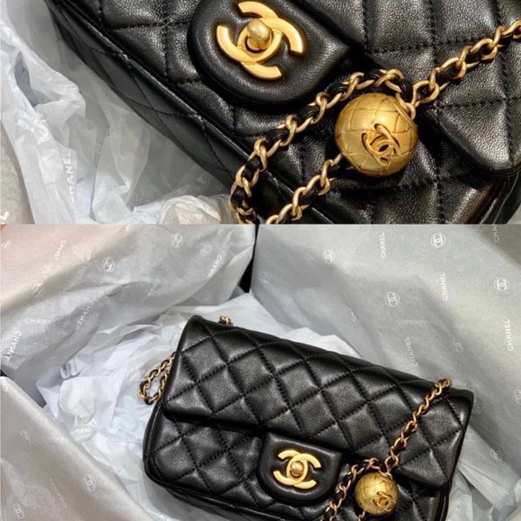 chanel flap gold ball